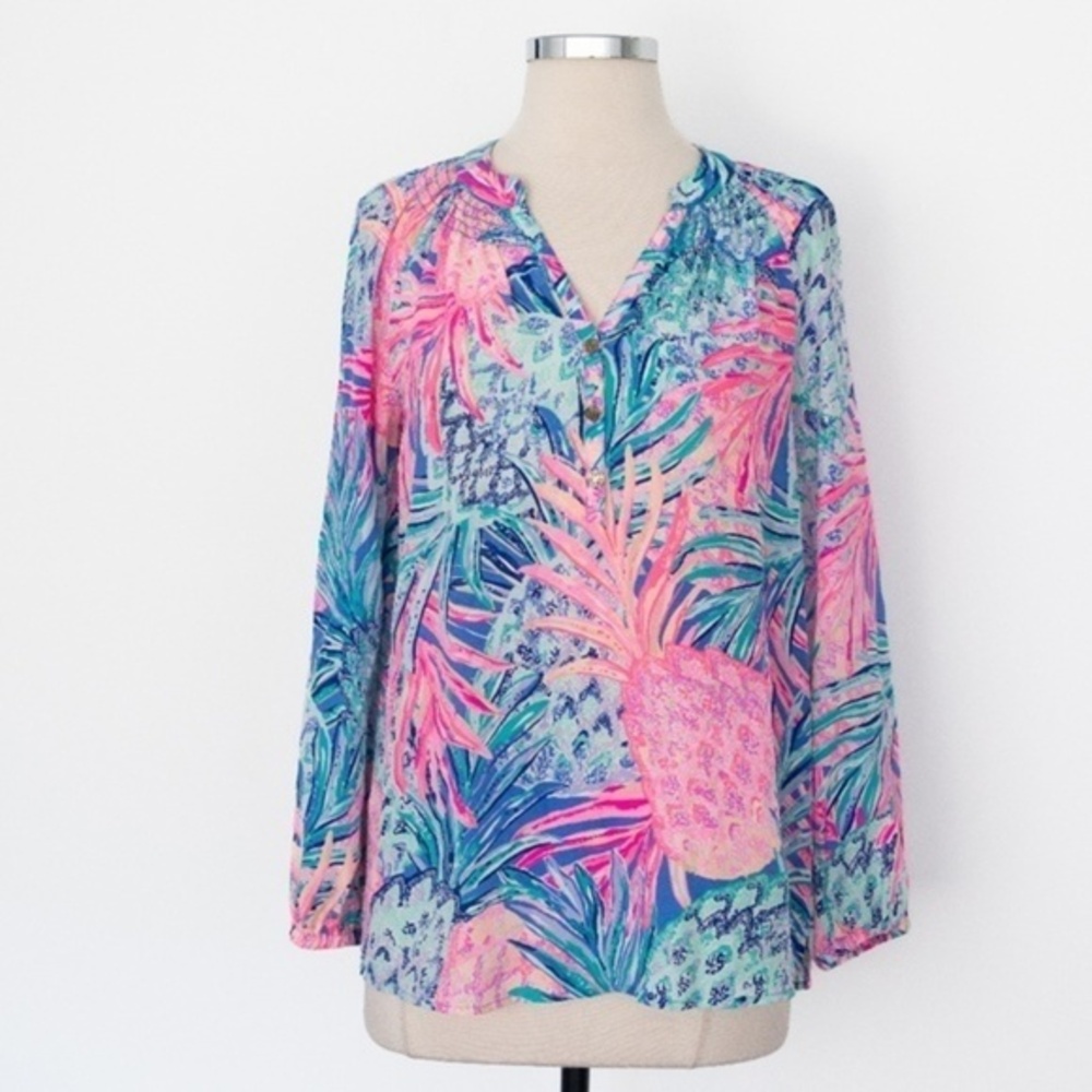 Lilly Pulitzer Elsa Silk Top Lilac Thistle XS